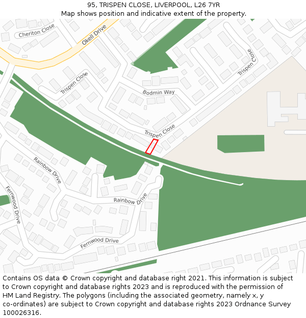 95, TRISPEN CLOSE, LIVERPOOL, L26 7YR: Location map and indicative extent of plot