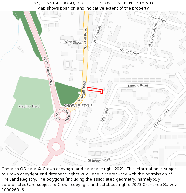 95, TUNSTALL ROAD, BIDDULPH, STOKE-ON-TRENT, ST8 6LB: Location map and indicative extent of plot