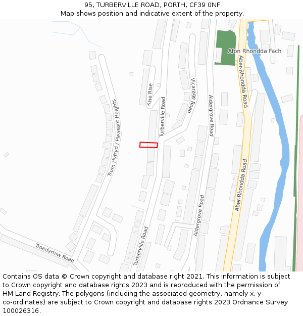 95, TURBERVILLE ROAD, PORTH, CF39 0NF: Location map and indicative extent of plot