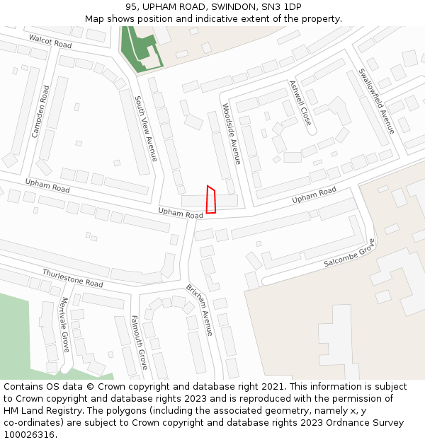 95, UPHAM ROAD, SWINDON, SN3 1DP: Location map and indicative extent of plot