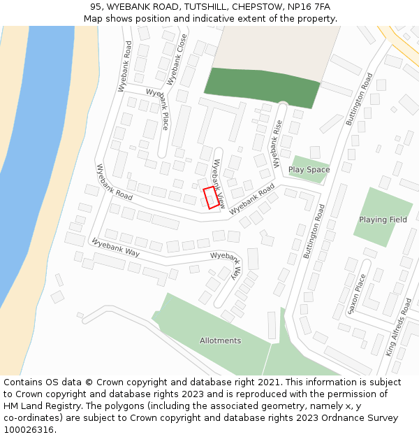 95, WYEBANK ROAD, TUTSHILL, CHEPSTOW, NP16 7FA: Location map and indicative extent of plot