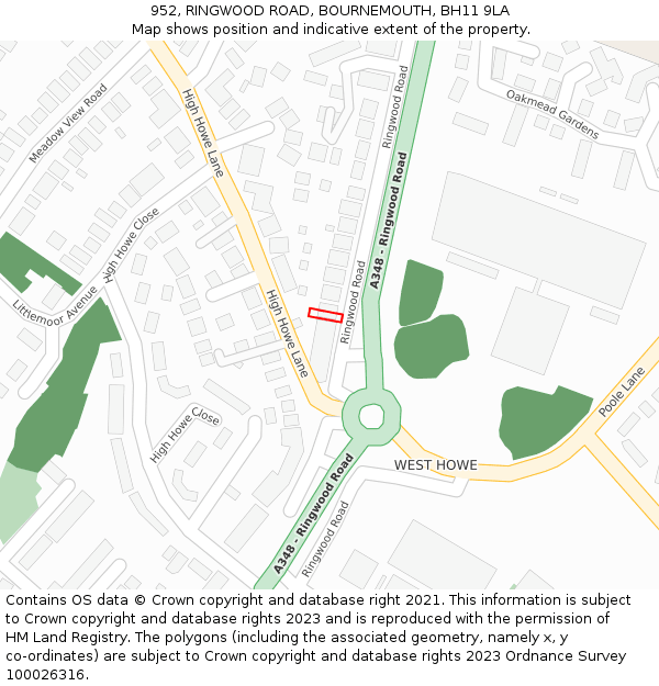 952, RINGWOOD ROAD, BOURNEMOUTH, BH11 9LA: Location map and indicative extent of plot