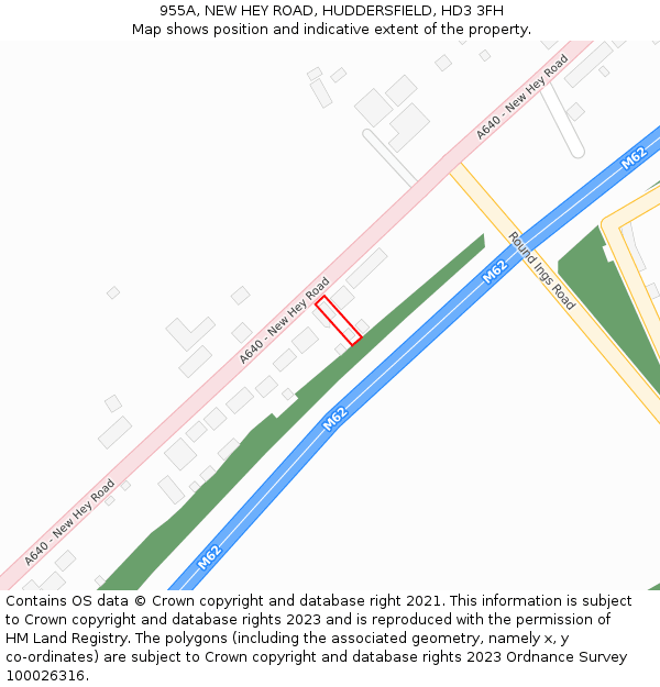 955A, NEW HEY ROAD, HUDDERSFIELD, HD3 3FH: Location map and indicative extent of plot
