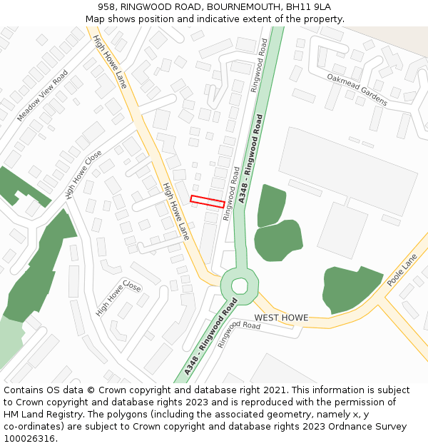 958, RINGWOOD ROAD, BOURNEMOUTH, BH11 9LA: Location map and indicative extent of plot