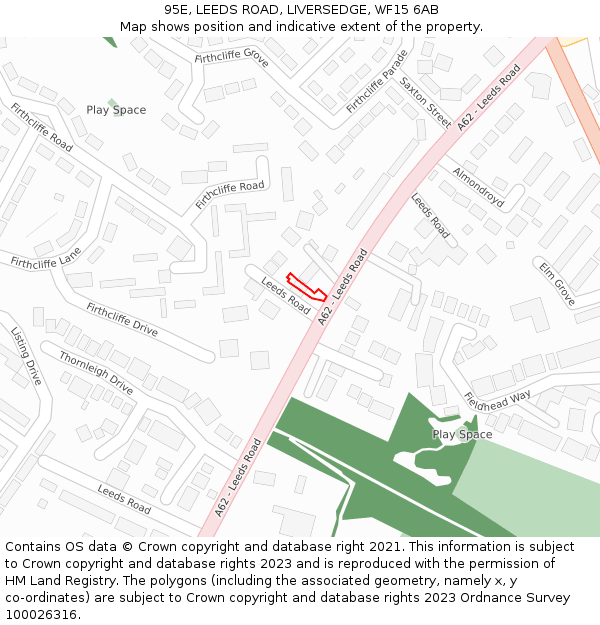 95E, LEEDS ROAD, LIVERSEDGE, WF15 6AB: Location map and indicative extent of plot