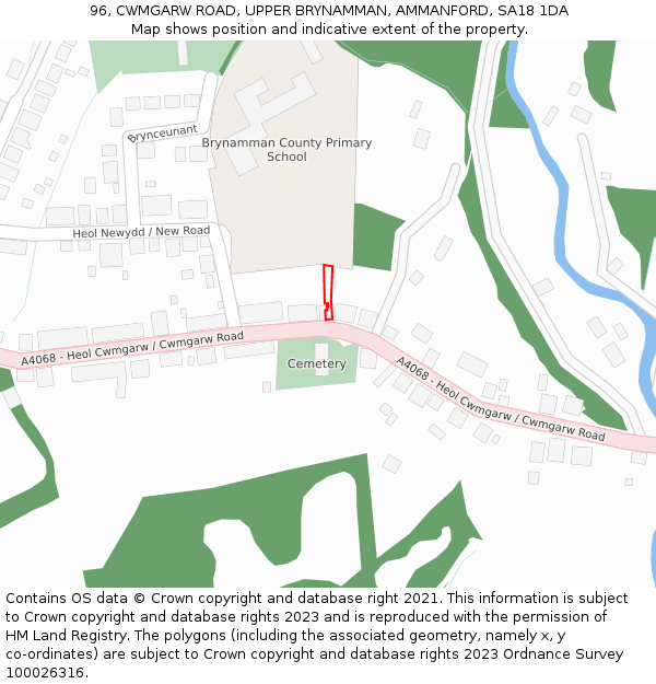 96, CWMGARW ROAD, UPPER BRYNAMMAN, AMMANFORD, SA18 1DA: Location map and indicative extent of plot