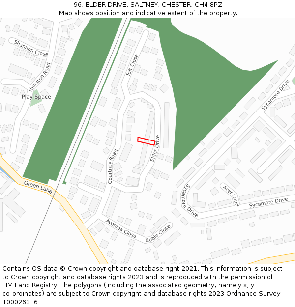 96, ELDER DRIVE, SALTNEY, CHESTER, CH4 8PZ: Location map and indicative extent of plot