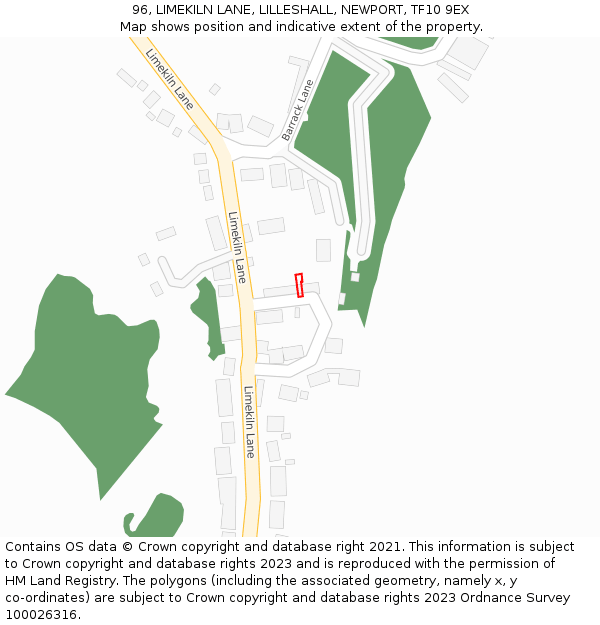 96, LIMEKILN LANE, LILLESHALL, NEWPORT, TF10 9EX: Location map and indicative extent of plot