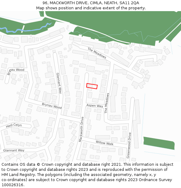 96, MACKWORTH DRIVE, CIMLA, NEATH, SA11 2QA: Location map and indicative extent of plot