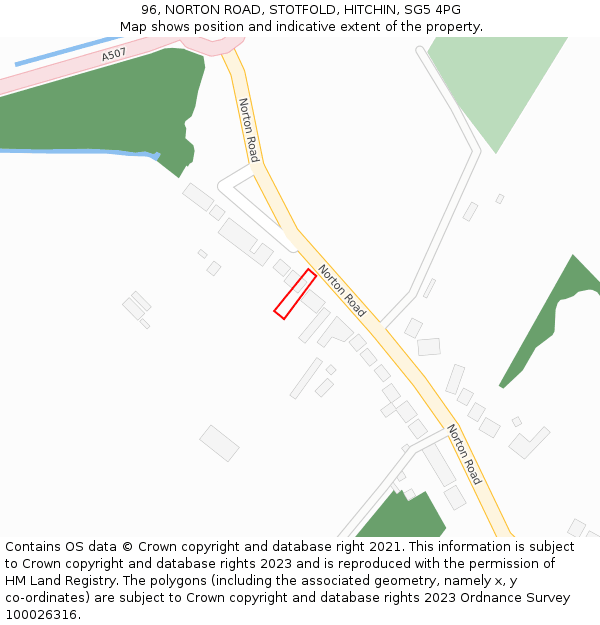 96, NORTON ROAD, STOTFOLD, HITCHIN, SG5 4PG: Location map and indicative extent of plot