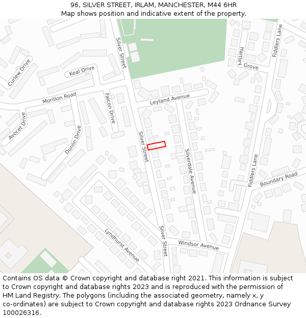 96, SILVER STREET, IRLAM, MANCHESTER, M44 6HR: Location map and indicative extent of plot