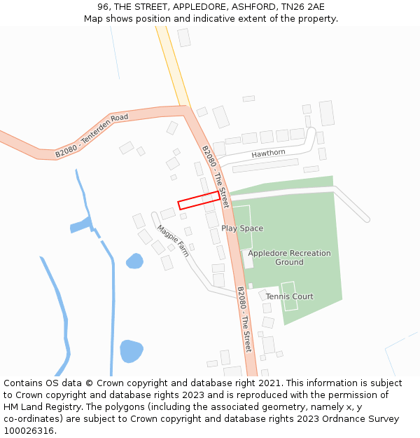 96, THE STREET, APPLEDORE, ASHFORD, TN26 2AE: Location map and indicative extent of plot