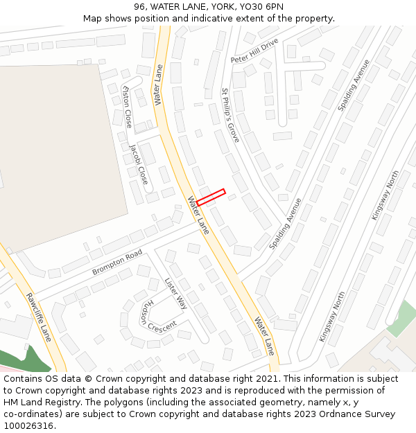 96, WATER LANE, YORK, YO30 6PN: Location map and indicative extent of plot