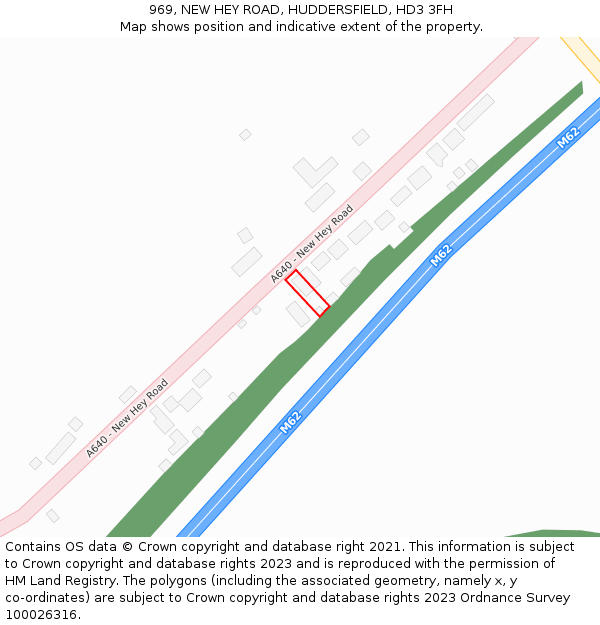 969, NEW HEY ROAD, HUDDERSFIELD, HD3 3FH: Location map and indicative extent of plot