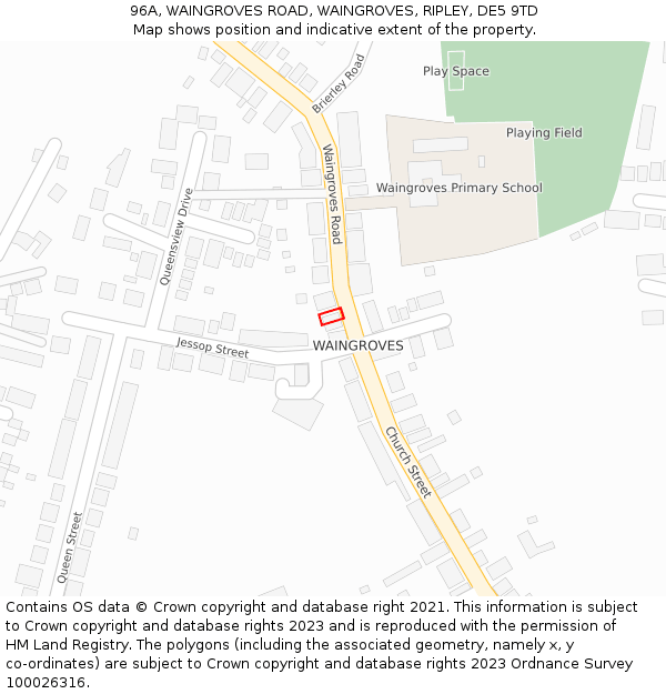 96A, WAINGROVES ROAD, WAINGROVES, RIPLEY, DE5 9TD: Location map and indicative extent of plot