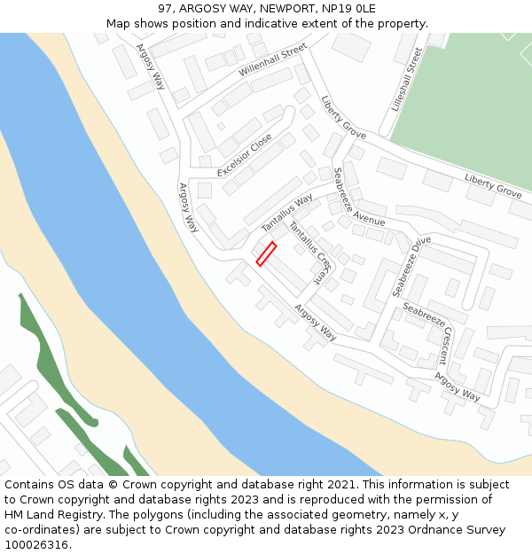 97, ARGOSY WAY, NEWPORT, NP19 0LE: Location map and indicative extent of plot