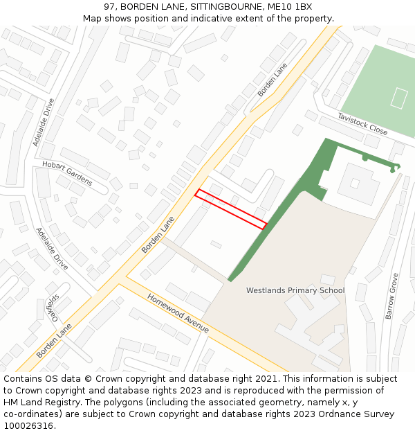 97, BORDEN LANE, SITTINGBOURNE, ME10 1BX: Location map and indicative extent of plot