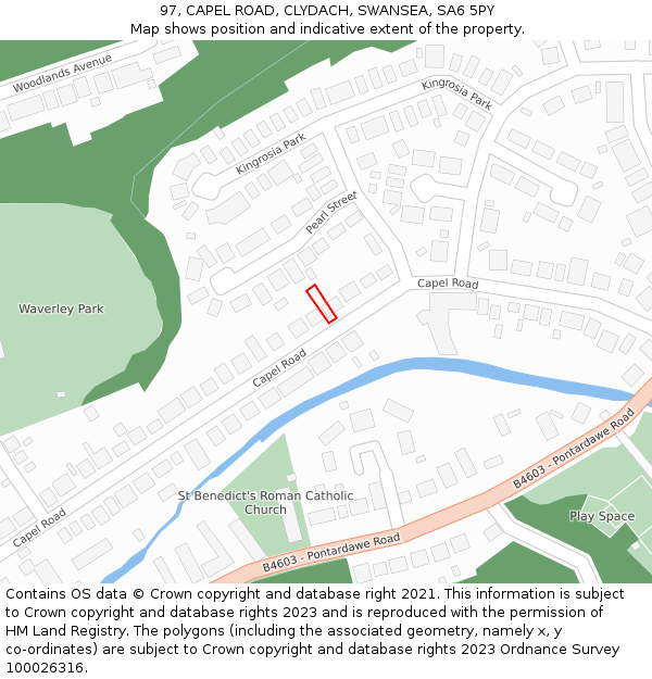 97, CAPEL ROAD, CLYDACH, SWANSEA, SA6 5PY: Location map and indicative extent of plot