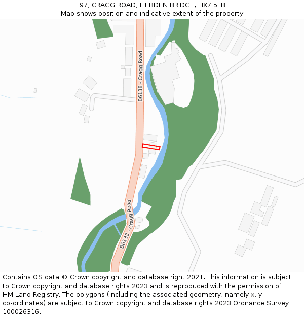 97, CRAGG ROAD, HEBDEN BRIDGE, HX7 5FB: Location map and indicative extent of plot