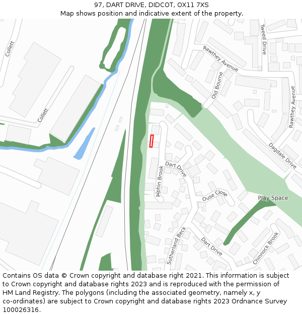 97, DART DRIVE, DIDCOT, OX11 7XS: Location map and indicative extent of plot