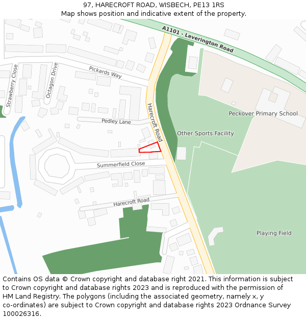 97, HARECROFT ROAD, WISBECH, PE13 1RS: Location map and indicative extent of plot