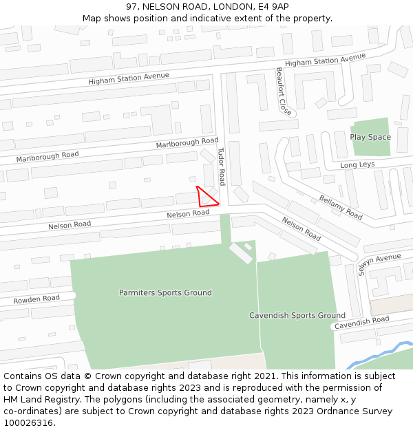 97, NELSON ROAD, LONDON, E4 9AP: Location map and indicative extent of plot