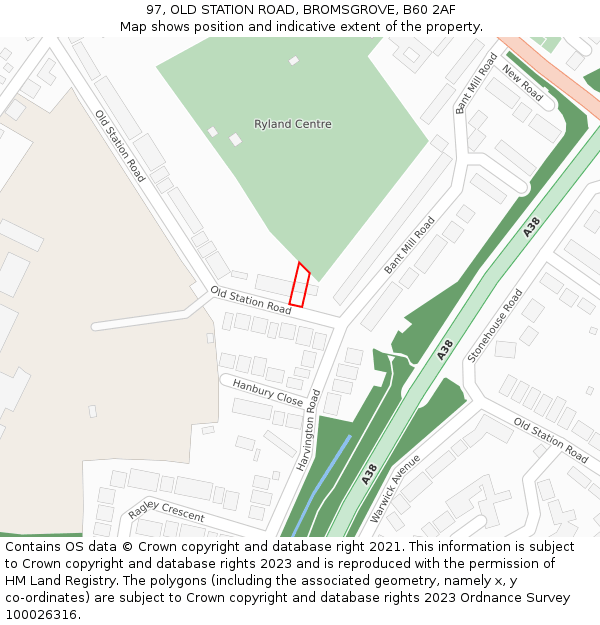 97, OLD STATION ROAD, BROMSGROVE, B60 2AF: Location map and indicative extent of plot