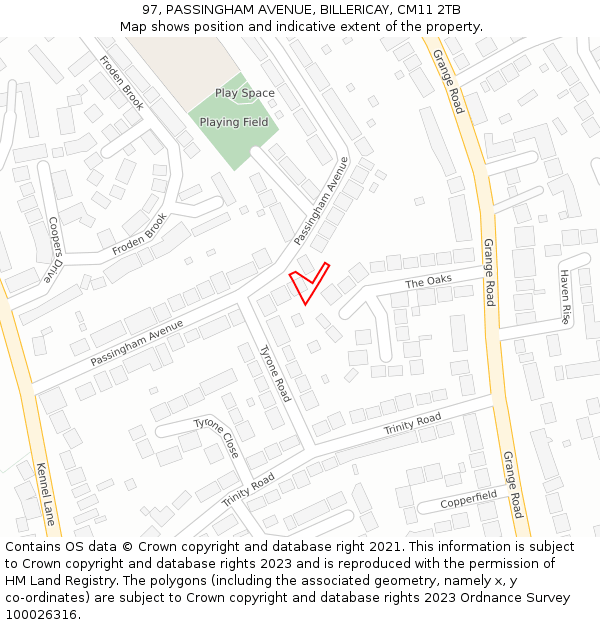 97, PASSINGHAM AVENUE, BILLERICAY, CM11 2TB: Location map and indicative extent of plot