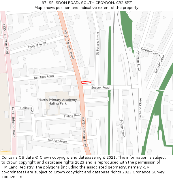 97, SELSDON ROAD, SOUTH CROYDON, CR2 6PZ: Location map and indicative extent of plot