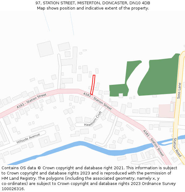 97, STATION STREET, MISTERTON, DONCASTER, DN10 4DB: Location map and indicative extent of plot