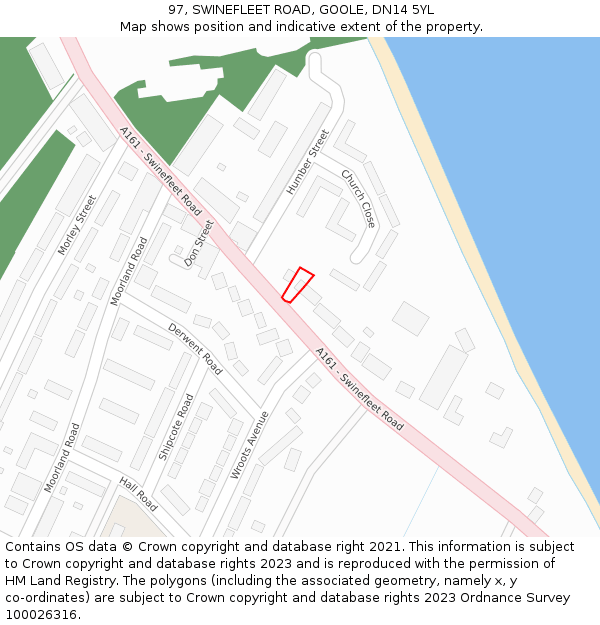 97, SWINEFLEET ROAD, GOOLE, DN14 5YL: Location map and indicative extent of plot