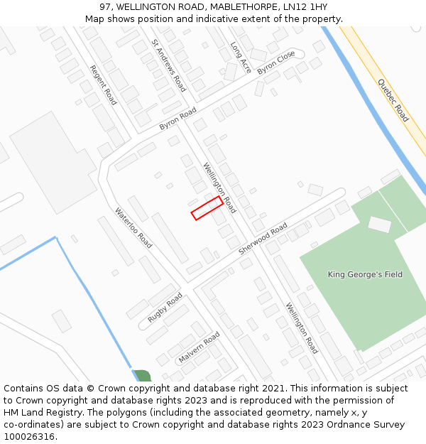 97, WELLINGTON ROAD, MABLETHORPE, LN12 1HY: Location map and indicative extent of plot