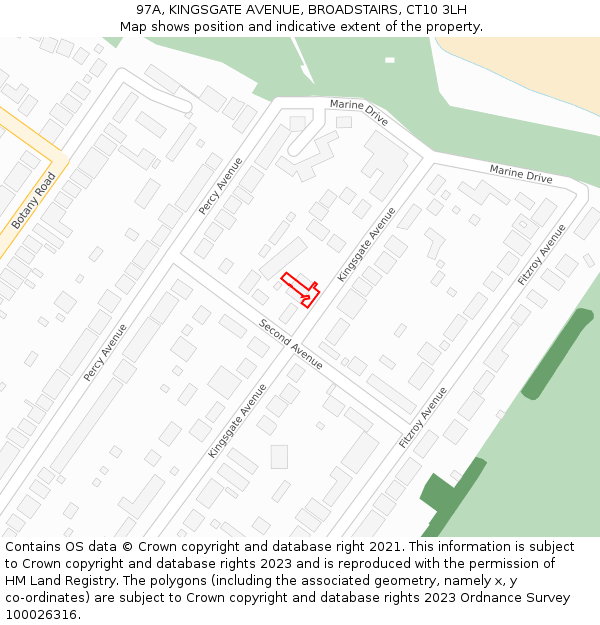 97A, KINGSGATE AVENUE, BROADSTAIRS, CT10 3LH: Location map and indicative extent of plot