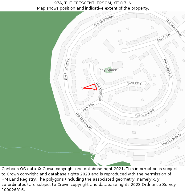 97A, THE CRESCENT, EPSOM, KT18 7LN: Location map and indicative extent of plot