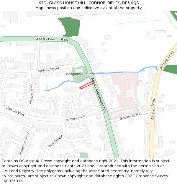 97D, GLASS HOUSE HILL, CODNOR, RIPLEY, DE5 9QS: Location map and indicative extent of plot