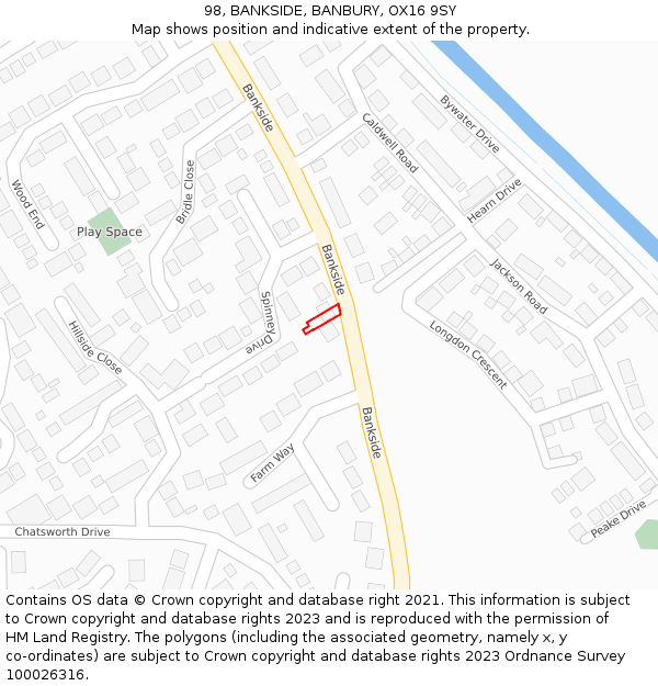 98, BANKSIDE, BANBURY, OX16 9SY: Location map and indicative extent of plot