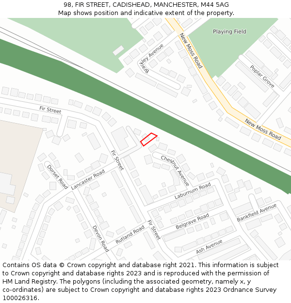 98, FIR STREET, CADISHEAD, MANCHESTER, M44 5AG: Location map and indicative extent of plot