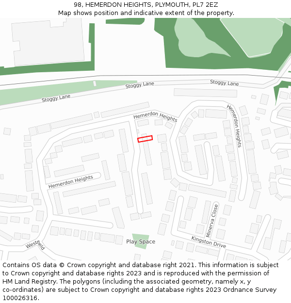 98, HEMERDON HEIGHTS, PLYMOUTH, PL7 2EZ: Location map and indicative extent of plot