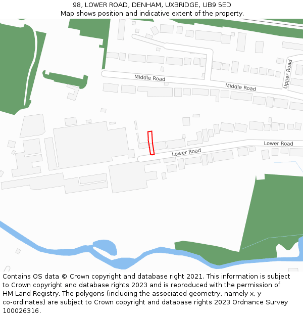 98, LOWER ROAD, DENHAM, UXBRIDGE, UB9 5ED: Location map and indicative extent of plot