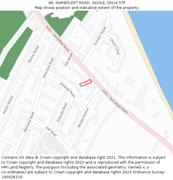 98, SWINEFLEET ROAD, GOOLE, DN14 5TP: Location map and indicative extent of plot