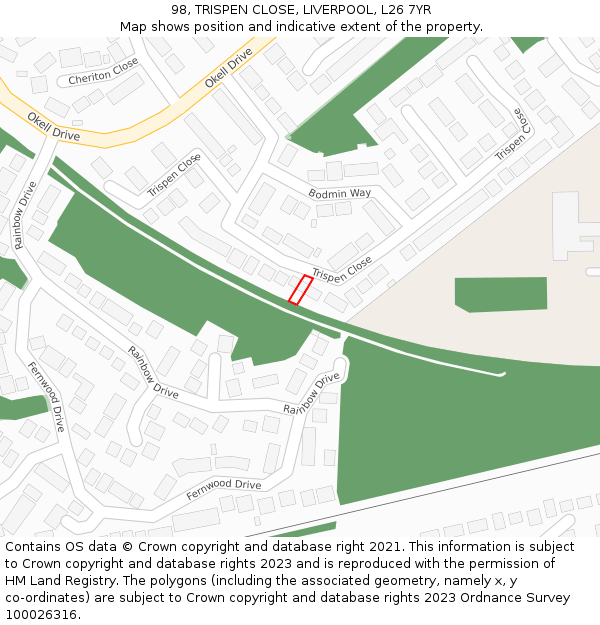98, TRISPEN CLOSE, LIVERPOOL, L26 7YR: Location map and indicative extent of plot