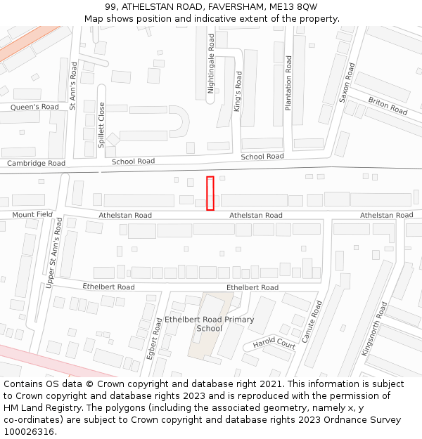 99, ATHELSTAN ROAD, FAVERSHAM, ME13 8QW: Location map and indicative extent of plot