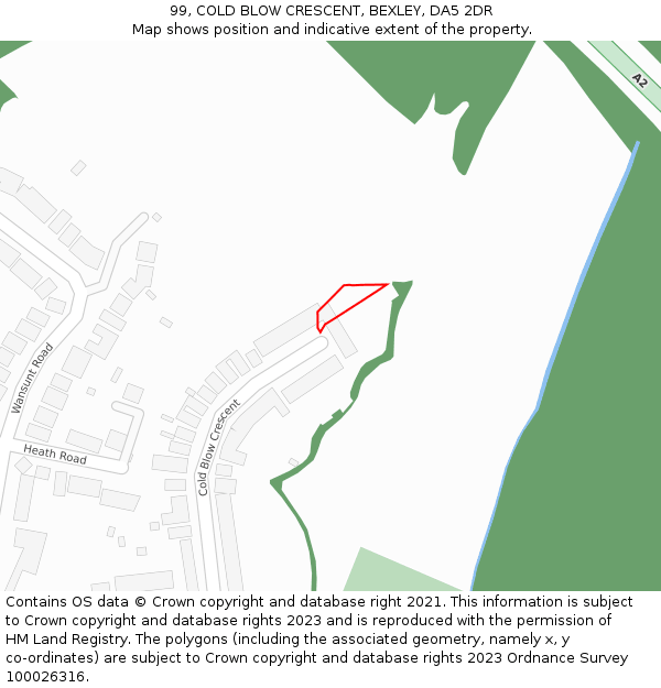 99, COLD BLOW CRESCENT, BEXLEY, DA5 2DR: Location map and indicative extent of plot