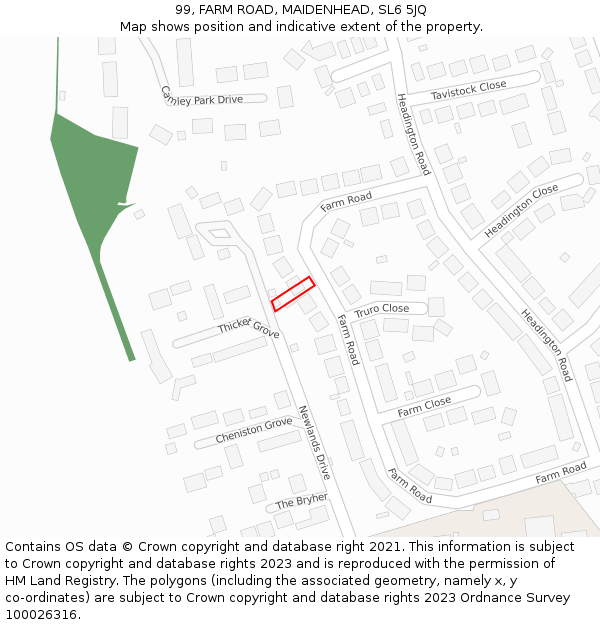 99, FARM ROAD, MAIDENHEAD, SL6 5JQ: Location map and indicative extent of plot
