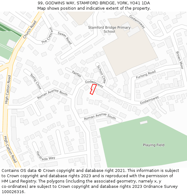 99, GODWINS WAY, STAMFORD BRIDGE, YORK, YO41 1DA: Location map and indicative extent of plot