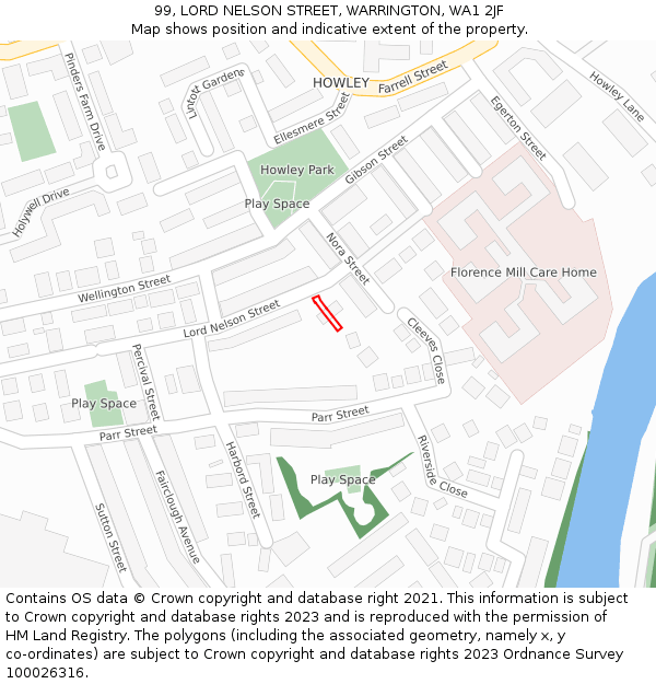 99, LORD NELSON STREET, WARRINGTON, WA1 2JF: Location map and indicative extent of plot