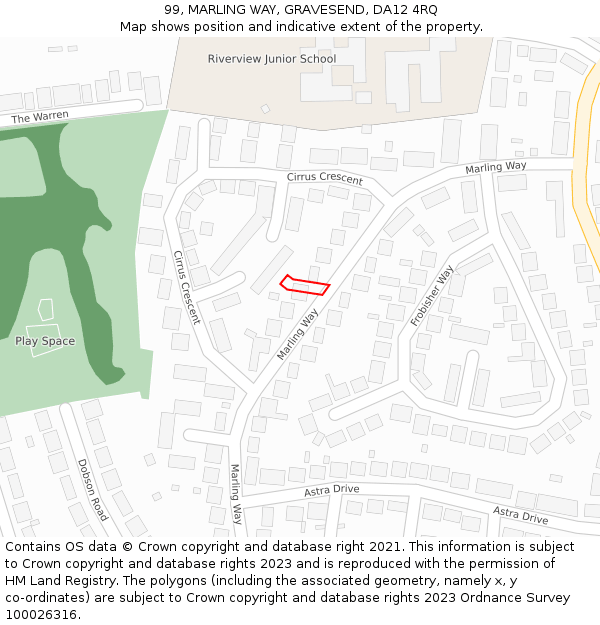 99, MARLING WAY, GRAVESEND, DA12 4RQ: Location map and indicative extent of plot