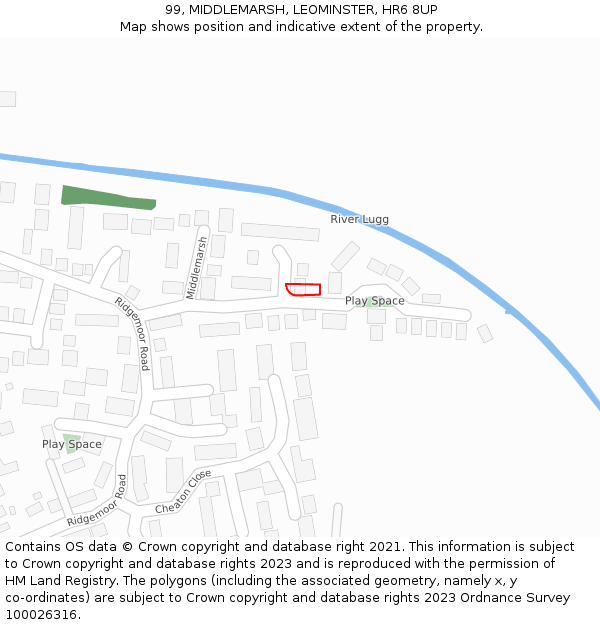 99, MIDDLEMARSH, LEOMINSTER, HR6 8UP: Location map and indicative extent of plot