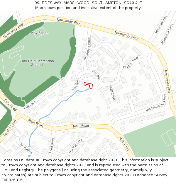 99, TIDES WAY, MARCHWOOD, SOUTHAMPTON, SO40 4LE: Location map and indicative extent of plot