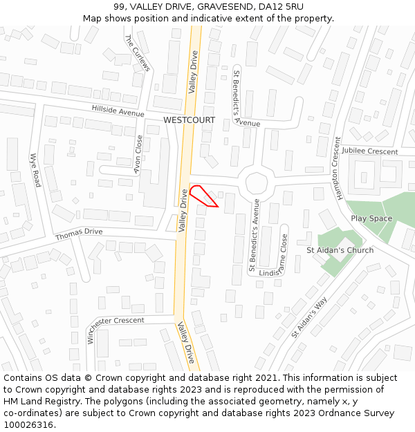 99, VALLEY DRIVE, GRAVESEND, DA12 5RU: Location map and indicative extent of plot